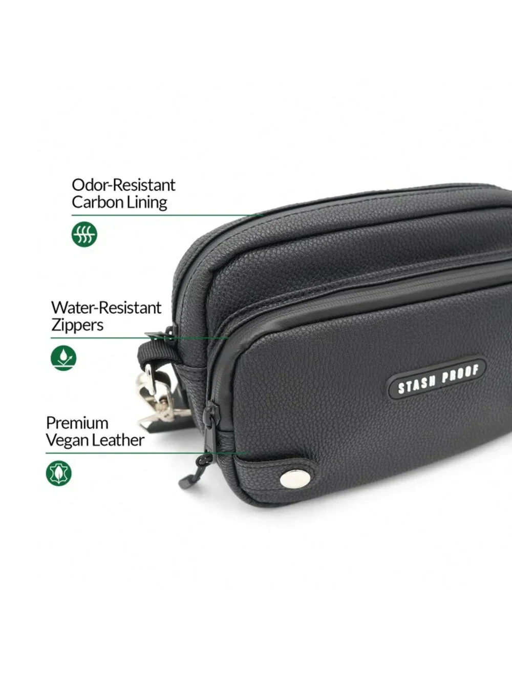 Snap Cross Body Bag Carbon Lined Odor Resistant for Men and Women, Travel, Gym